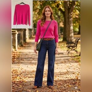 EUC Tommy Hilfiger Vibrant Pink Cable Knit Sweater, Size S/P